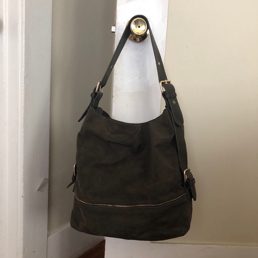 Forever 21 Olive Green Suede Hobo Shoulder Bag